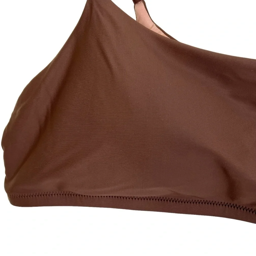 NWT J. Crew Chocolate Brown Scoopneck O-ring Tie-shoulder Padded Bikini Top 3X